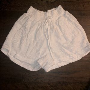 Cozy white cover-up shorts, size M